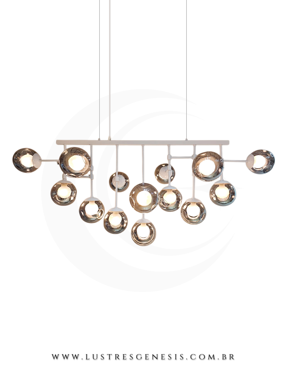 Luminaria Pendente Moderna Orbe Globos Vidro Fume Conhaque Transparente Estrutura Branca Para Sala de Jantar Cozinha Sala de Estar